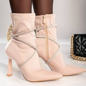 ankle boots with high heels verres, beige