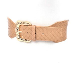 braided texture faux leather elastic belt