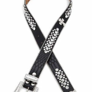 crystal cross leather western belt