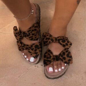 2021 leopard women slipper summer open toe platform slide ladies