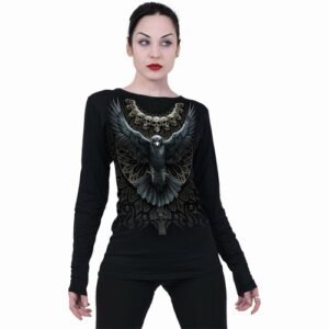 raven skull baggy top black