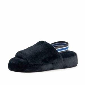 women's lisbon faux fur slipper black