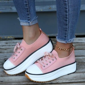 summer knitted breathable sneakers women's vulcanize shoes