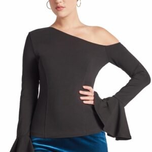 tova top asymmetric bell sleeve top
