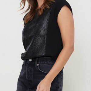ro & de women's snake skin print cap sleeve top