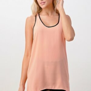 scoop neck tank top with contrast trim