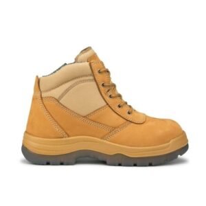 rockrooster tan 6 inch zip sided steel toecap leather work boots ak050