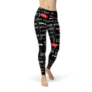 i love you black leggings