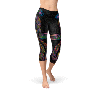 womens sugar skull capri leggings
