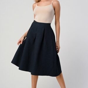 textured a line midi skirt with pleats