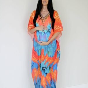 tribal kaftan dress, feather caftan dress, plus size kaftan for women,