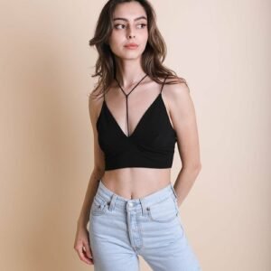 y neck plunge crop top